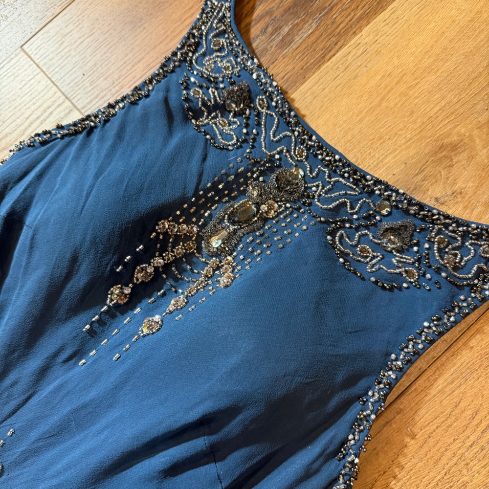 Vintage Y2K 100% Silk Beaded Dress Vintage Beaded Dress Silk Sue Wong Dress - Picture 4 of 16